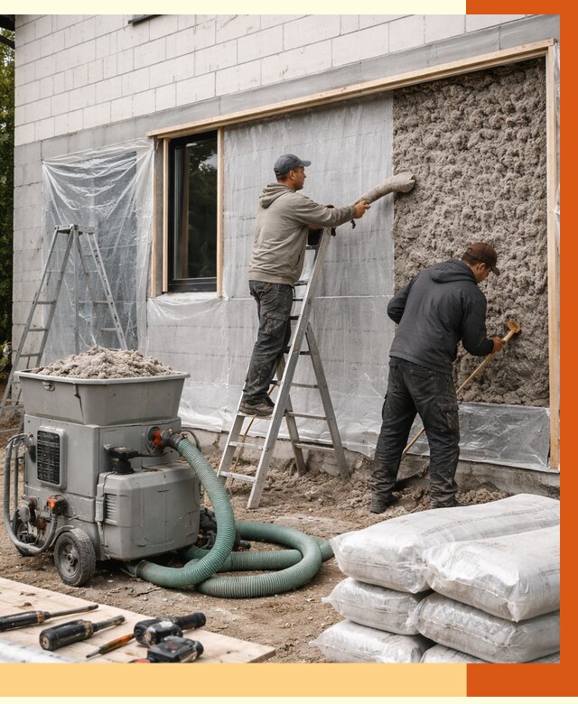 Утепление дома из газобетона эковатой в Миассе от 4577 руб./м2 | ТепломастерМсс